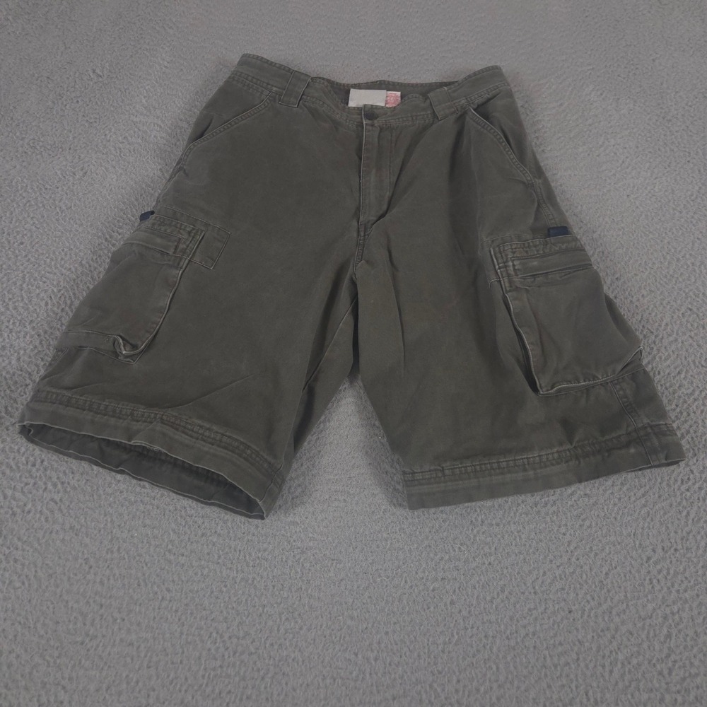 VINTAGE Utility Shorts Mens 32 Green Relaxed Fit Cotton Multi-Pocket Cargo Y2K